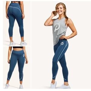 Peloton Move Seamed Cropped High Rise Leggings S Blue